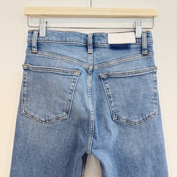 Re/Done Denim 70s Stove Pipe Button Fly Distressed Hole High Rise Jean Casual 27 - Picture 10 of 12